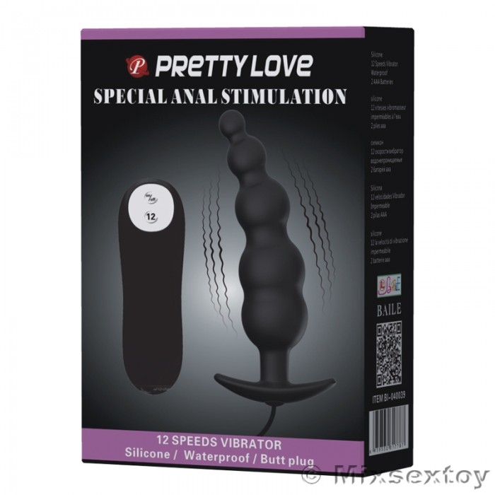 PRETTY LOVE Vibration Anal Pleasure Butt Plug (Black) PRETTY LOVE Vibration Anal Pleasure Butt Plug (Black)
