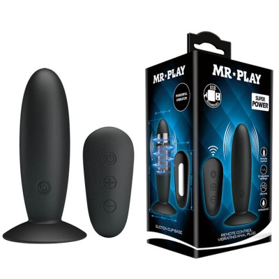 MR PLAY - Remote-Controlled Vibrating Anal Plug llll (Chargeable - Black)