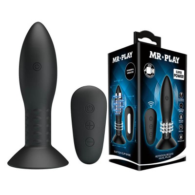MR PLAY - Remote-Controlled Rotation Beads Anal Plug (Chargeable - Black)