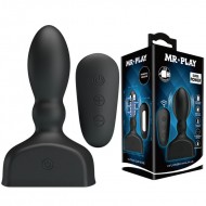 MR PLAY - Remote-Controlled Inflatable Vibrating Anal Plug (Chargeable - Black)