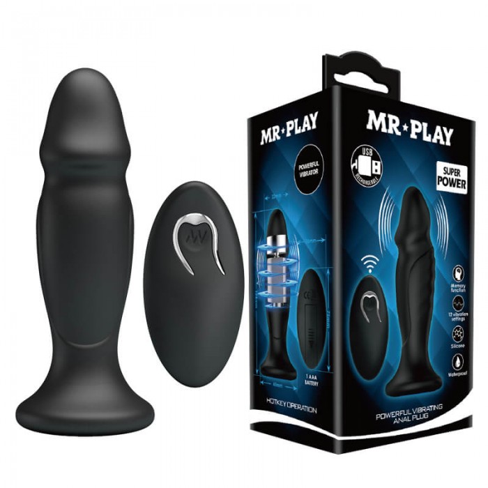 MR PLAY - Remote-Controlled Vibrating Anal Plug ll (Chargeable - Black) MR PLAY - Remote-Controlled Vibrating Anal Plug ll (Chargeable - Black)