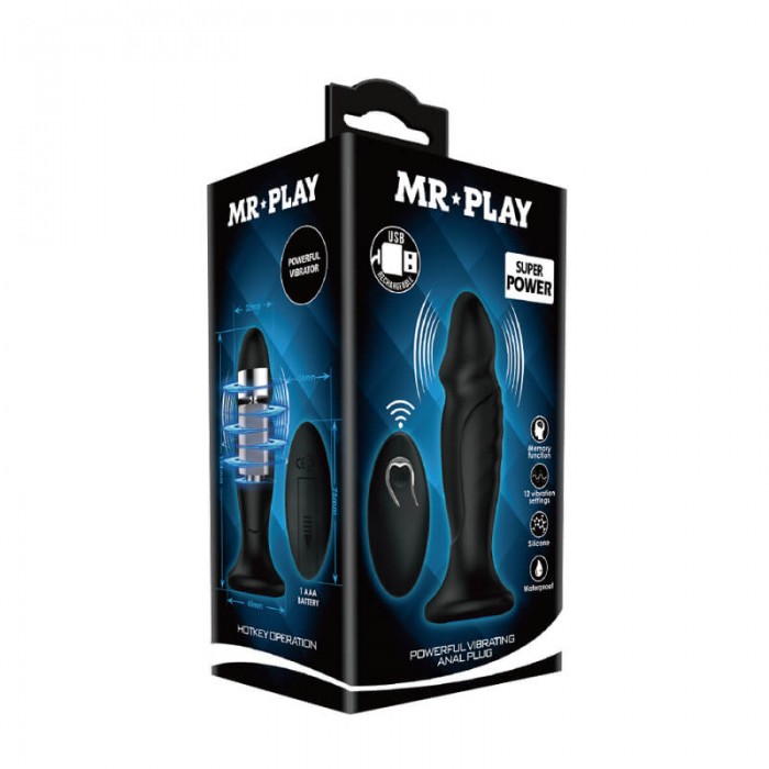 MR PLAY - Remote-Controlled Vibrating Anal Plug ll (Chargeable - Black) MR PLAY - Remote-Controlled Vibrating Anal Plug ll (Chargeable - Black)