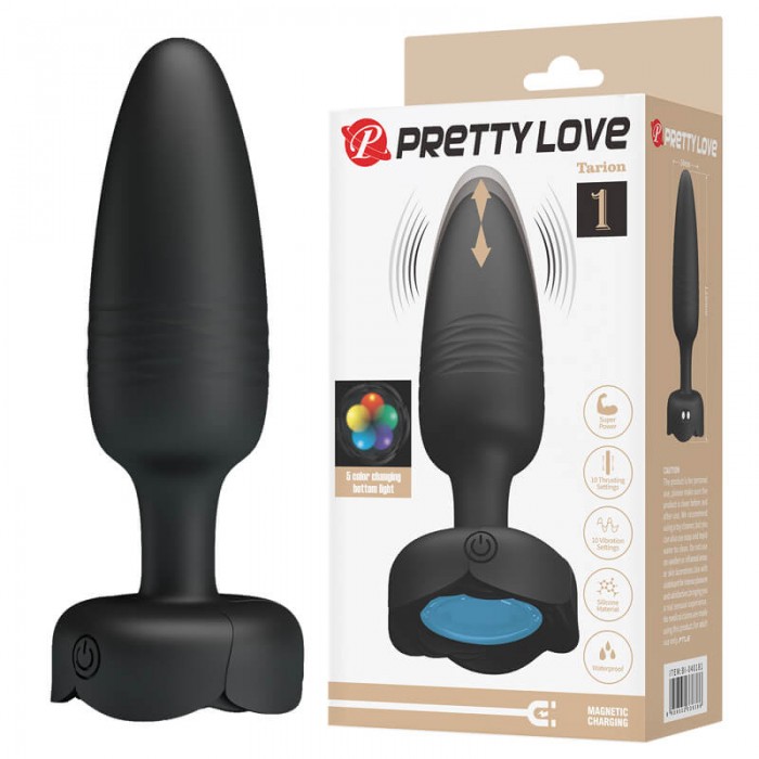 Pretty Love - Tarion RGB Light Thrusting Vibrating Anal Plug (Chargeable - Black) Pretty Love - Tarion RGB Light Thrusting Vibrating Anal Plug (Chargeable - Black)