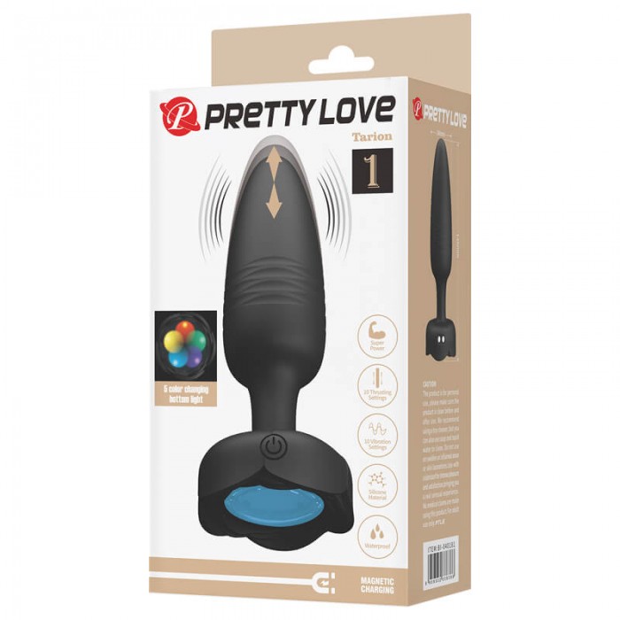 Pretty Love - Tarion RGB Light Thrusting Vibrating Anal Plug (Chargeable - Black) Pretty Love - Tarion RGB Light Thrusting Vibrating Anal Plug (Chargeable - Black)