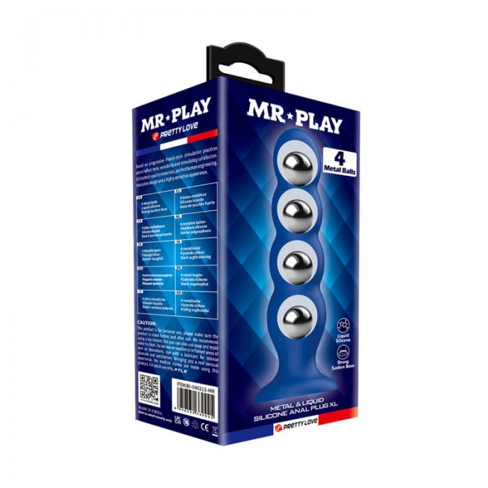 MR PLAY - 4 Metal Balls Silicone Anal Plug (XL Size) MR PLAY - 4 Metal Balls Silicone Anal Plug (XL Size)