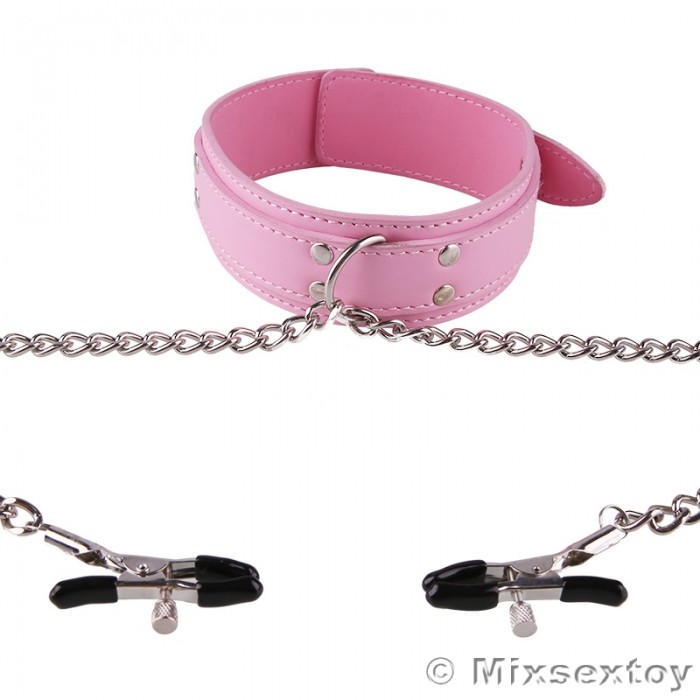 MIZZZEE Pink Neck Collar & Nipple Clamp MIZZZEE Pink Neck Collar & Nipple Clamp