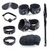 MizzZee - Bondage SM Restraint Set (7 Pieces Set - Black Leather)