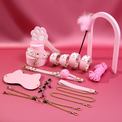 MizzZee - SM Bondage Double Sided 11 Pieces Set (Pink White - Bone Edition) MizzZee - SM Bondage Double Sided 11 Pieces Set (Pink White - Bone Edition)