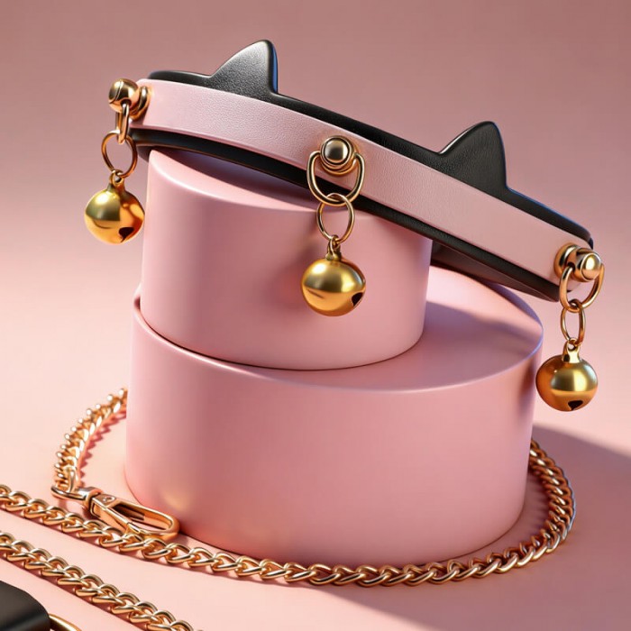 MizzZee - Cat Ear Collar With Leash SM MizzZee - Cat Ear Collar With Leash SM