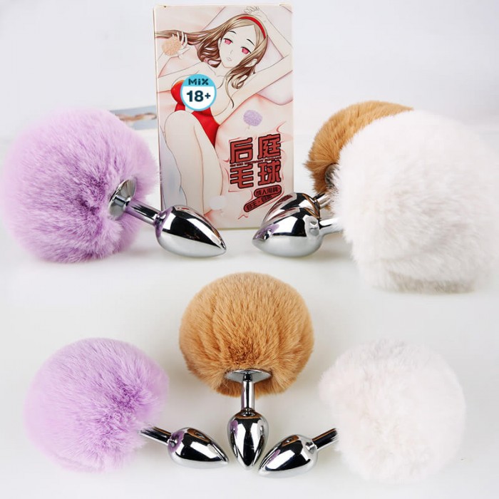 DIMZ Rabbit Tail Metal Anal Butt Plug (White) DIMZ Rabbit Tail Metal Anal Butt Plug (White)