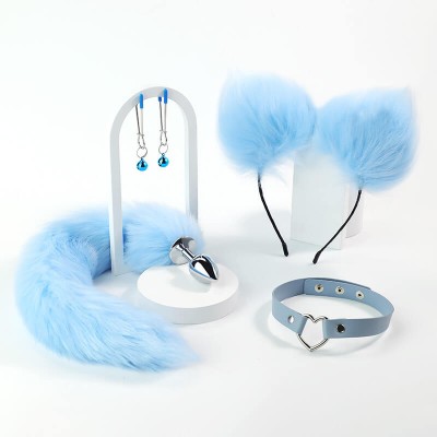 MizzZee - Blue Fox Tail Anal Plug Set (4 Pieces)
