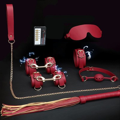 MizzZee - Electric Shock SM Leather 10 Pieces Set (Burgundy) MizzZee - Electric Shock SM Leather 10 Pieces Set (Burgundy)
