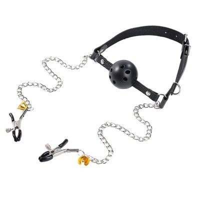 MizzZee - Nipple Clamps With Mouth Gag