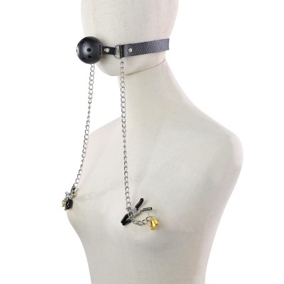 MizzZee - Nipple Clamps With Mouth Gag