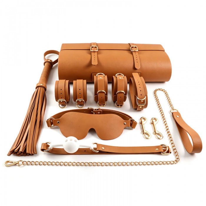 MizzZee - Antibacterial Silicone Leather SM Bondage Set (9 Pieces Set)