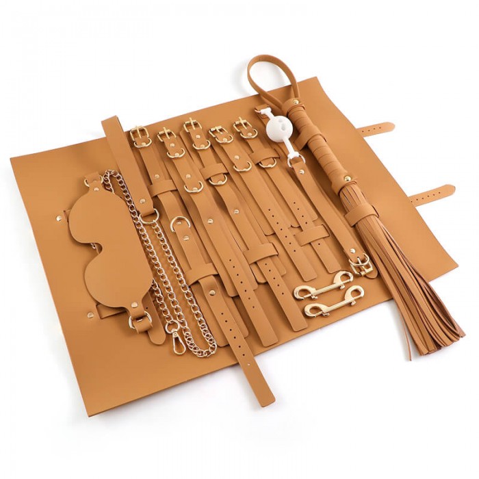 MizzZee - Antibacterial Silicone Leather SM Bondage Set (9 Pieces Set)