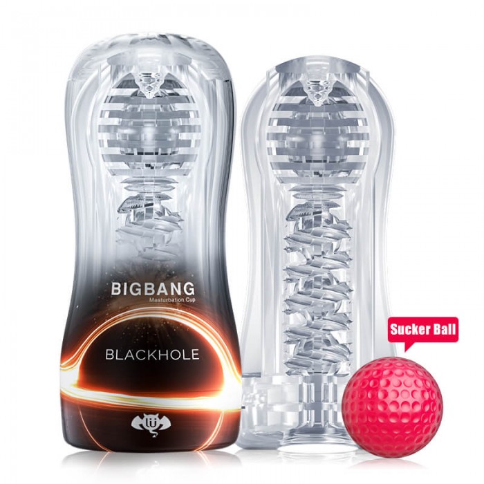US - 4D BIGBANG Passion Masturbation Cup With Red Sucker Ball (BLACK HOLE)