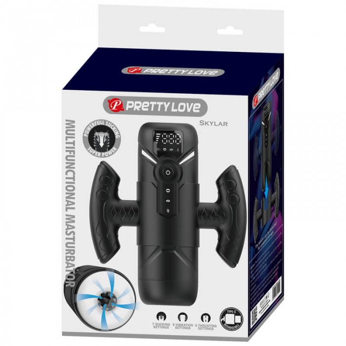 PRETTY LOVE - AETOLIA Thrusting Suction Vibration Masturbator (Chargeable - Black)