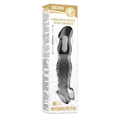 PLEASE ME - Scale-shaped Vibrating Penis Sleeve (Transparent Black) PLEASE ME - Scale-shaped Vibrating Penis Sleeve (Transparent Black)