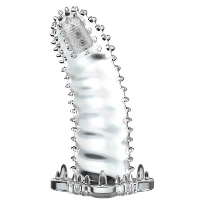 BAILE - BRAVE MAN Head Vibrating Crystal Penis Sleeve (L:14cm - D:4cm)