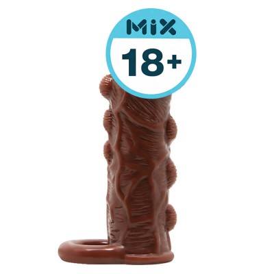 BAILE - Brave Man Penis Extended Dotted Sleeve With Ball Strap (L:14cm - D:4cm)