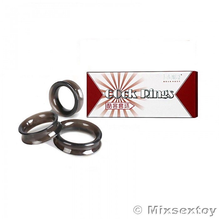 PLEASE ME Male Delay Cock Rings (Full Set 3 Pieces)