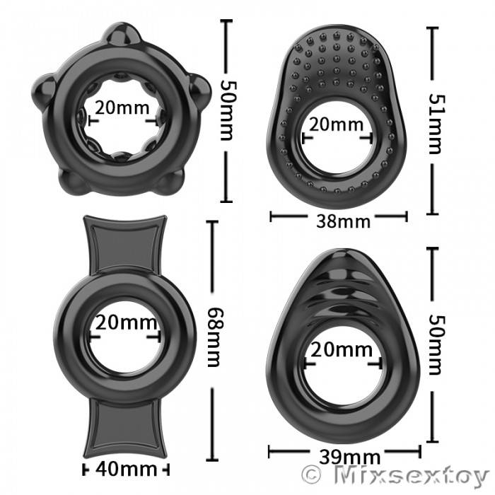 PLEASE ME - Delay Cock Rings (Full Set 4 Pieces - Set B)