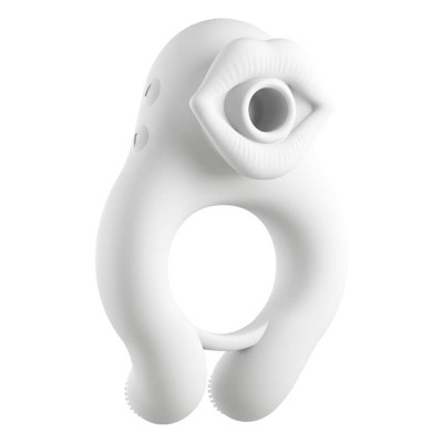 MizzZee - Interactive Suction Vibration Cock Ring (Chargeable - White)