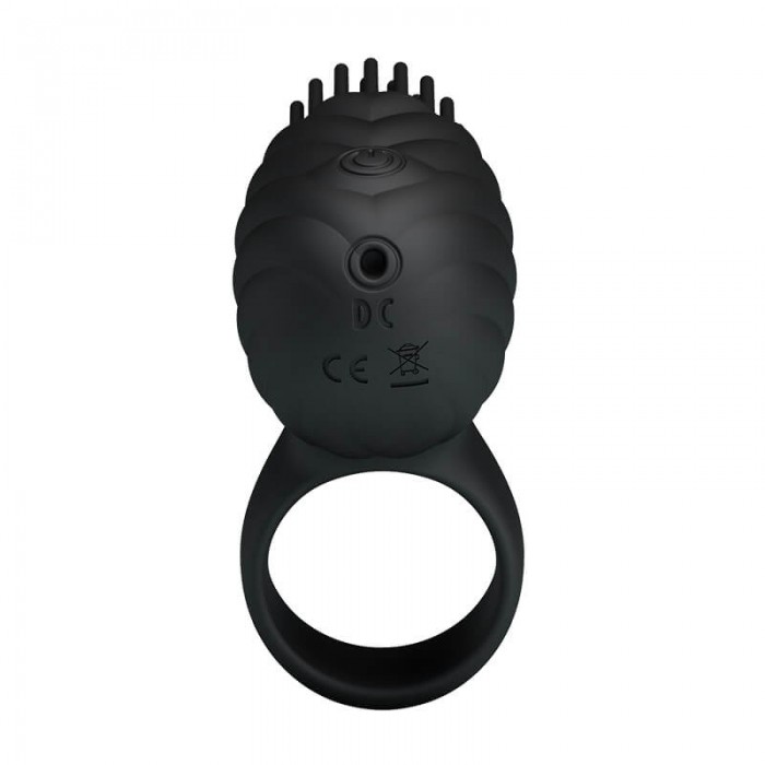 PRETTY LOVE Male Brush Type Rotational Delay Cock Ring (Chargeable - Black)
