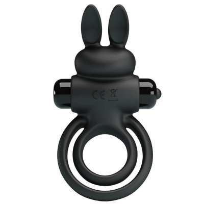 PRETTY LOVE - Male Delay Vibrating Rabbit Cock Ring (Battery - Black) PRETTY LOVE - Male Delay Vibrating Rabbit Cock Ring (Battery - Black)