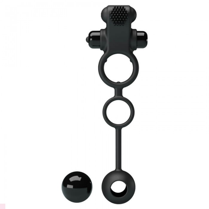 PRETTY LOVE - Delay Vibrating Cock Ring With Weighted Ball (Battery - Black) PRETTY LOVE - Delay Vibrating Cock Ring With Weighted Ball (Battery - Black)