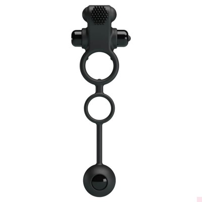 PRETTY LOVE - Delay Vibrating Cock Ring With Weighted Ball (Battery - Black) PRETTY LOVE - Delay Vibrating Cock Ring With Weighted Ball (Battery - Black)