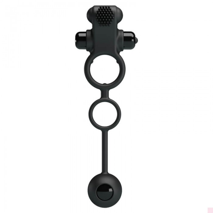 PRETTY LOVE - Delay Vibrating Cock Ring With Weighted Ball (Battery - Black) PRETTY LOVE - Delay Vibrating Cock Ring With Weighted Ball (Battery - Black)