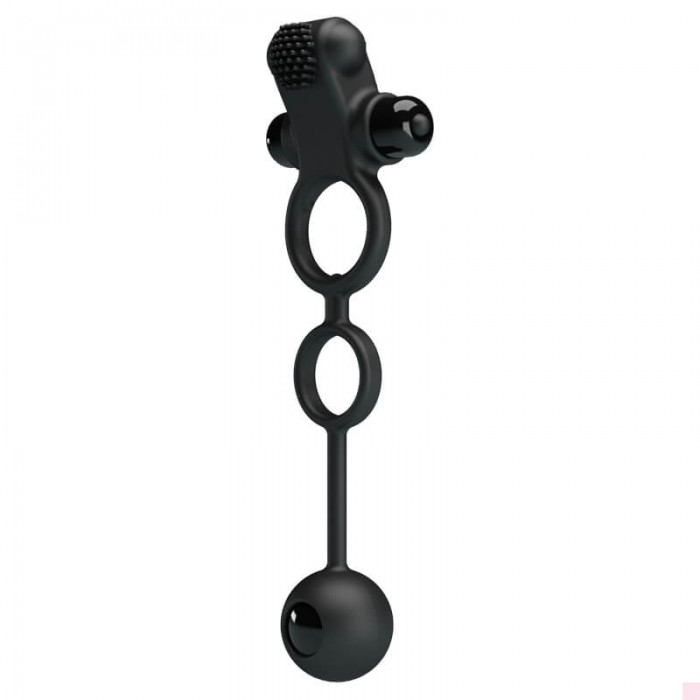 PRETTY LOVE - Delay Vibrating Cock Ring With Weighted Ball (Battery - Black) PRETTY LOVE - Delay Vibrating Cock Ring With Weighted Ball (Battery - Black)