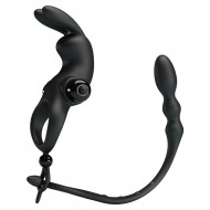 PRETTY LOVE - Vibrating Cock Ring With Anal Plug (Battery - Black) PRETTY LOVE - Vibrating Cock Ring With Anal Plug (Battery - Black)