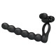 PRETTY LOVE - Male Vibrating Delay Cock Ring With Anal Beads (Battery - Black) PRETTY LOVE - Male Vibrating Delay Cock Ring With Anal Beads (Battery - Black)