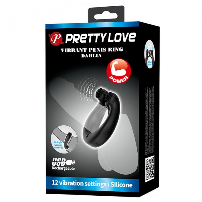 PRETTY LOVE - DAHLIA Vibrating Penis Ring (Chargeable - Black) PRETTY LOVE - DAHLIA Vibrating Penis Ring (Chargeable - Black)