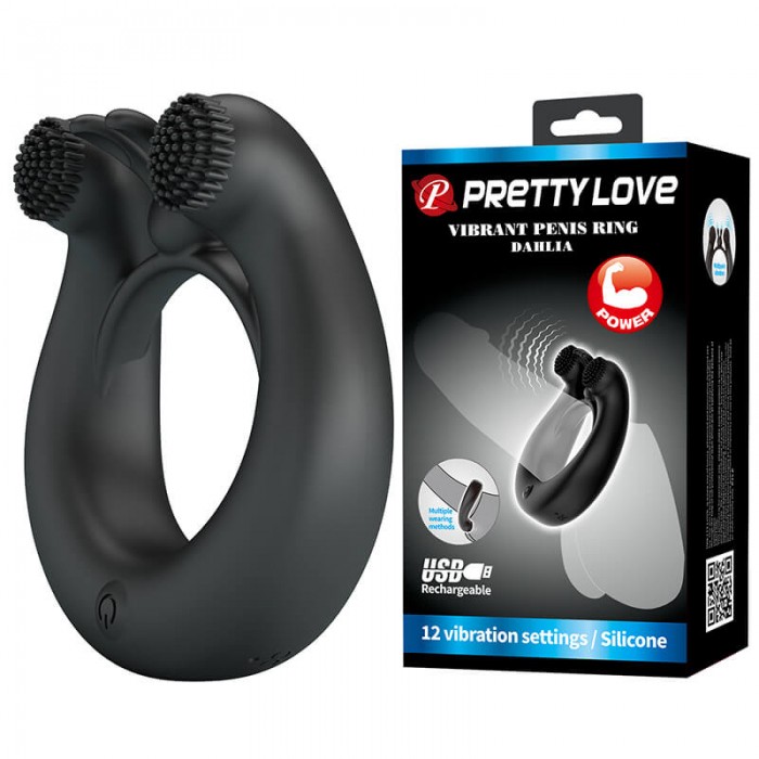 PRETTY LOVE - DAHLIA Vibrating Penis Ring (Chargeable - Black) PRETTY LOVE - DAHLIA Vibrating Penis Ring (Chargeable - Black)