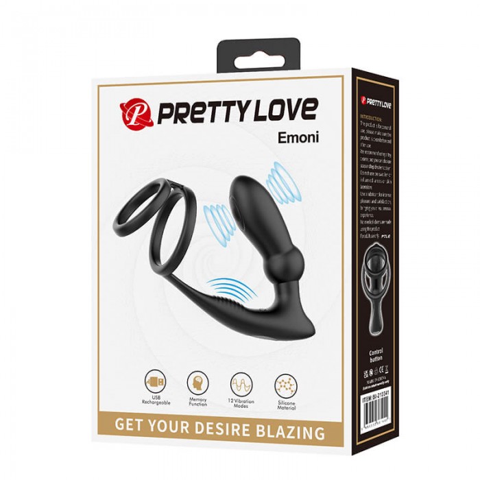 PRETTY LOVE - Emoni Vibrating Penis Sleeve Ring (Chargeable - Black) PRETTY LOVE - Emoni Vibrating Penis Sleeve Ring (Chargeable - Black)