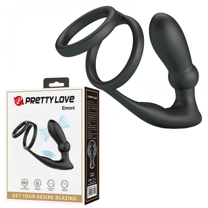 PRETTY LOVE - Emoni Vibrating Penis Sleeve Ring (Chargeable - Black) PRETTY LOVE - Emoni Vibrating Penis Sleeve Ring (Chargeable - Black)