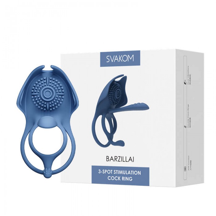 USA SVAKOM - Barzillai Stimulation Cock Ring APP-CONTROLLED (Chargeable - Blue) USA SVAKOM - Barzillai Stimulation Cock Ring APP-CONTROLLED (Chargeable - Blue)
