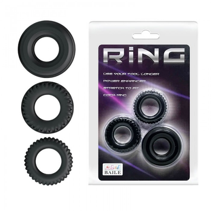 BAILE - Macho Men's Delay Penis Ring (Full Set 3 Pieces) BAILE - Macho Men's Delay Penis Ring (Full Set 3 Pieces)