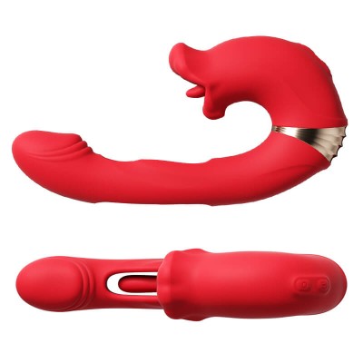 MizzZee - XIAOLANG Tongue Lick Slap Vibrator (Chargeable - Red)