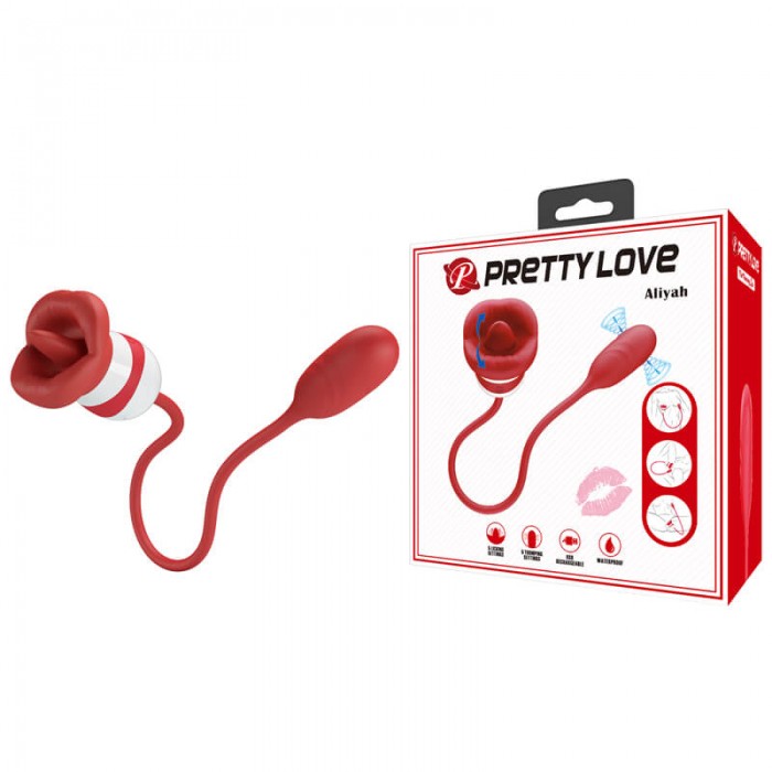 Pretty Love - Aliyah Tongue Licking Vibrator (Chargeable - Red)