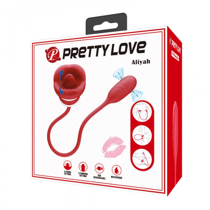 Pretty Love - Aliyah Tongue Licking Vibrator (Chargeable - Red)