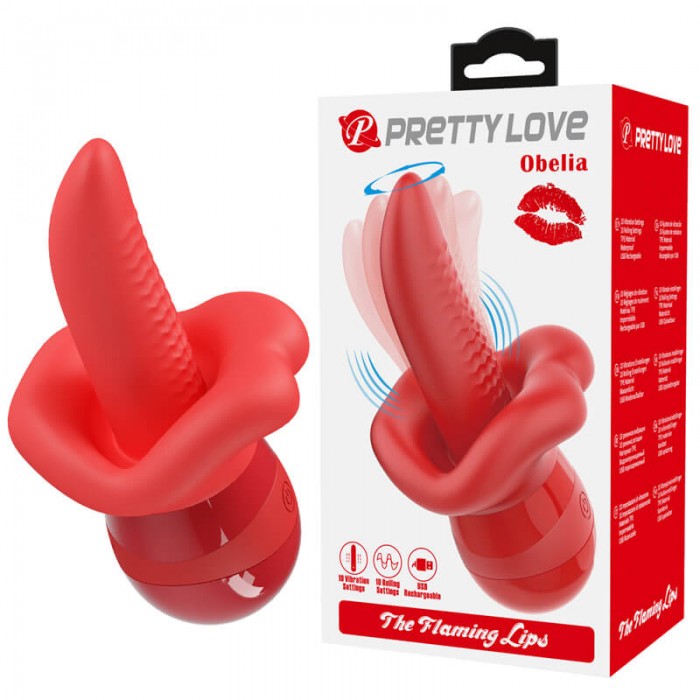 PRETTY LOVE - Obelia Swaying Tongue Stimulator Vibrator (Chargeable - Red)