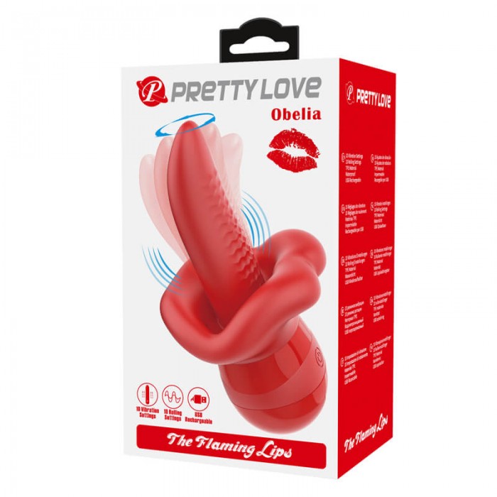 PRETTY LOVE - Obelia Swaying Tongue Stimulator Vibrator (Chargeable - Red)