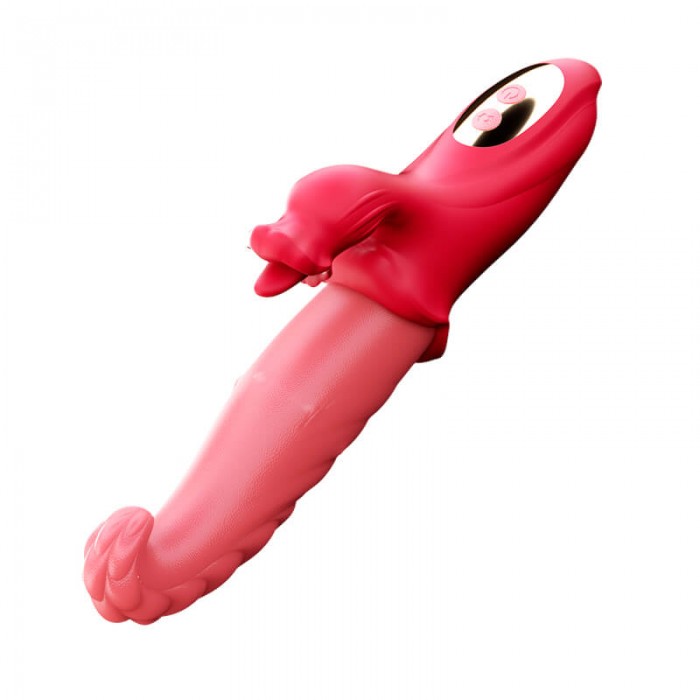 MizzZee - Sophia Tongue Licking Vibrating Wand (Chargeable - Red)