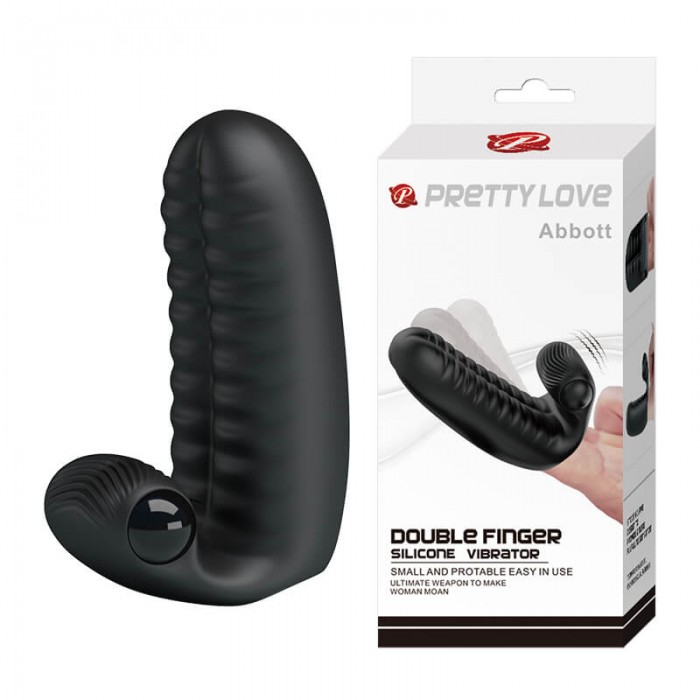 PRETTY LOVE - Abbott Double Finger Vibrator (Black)