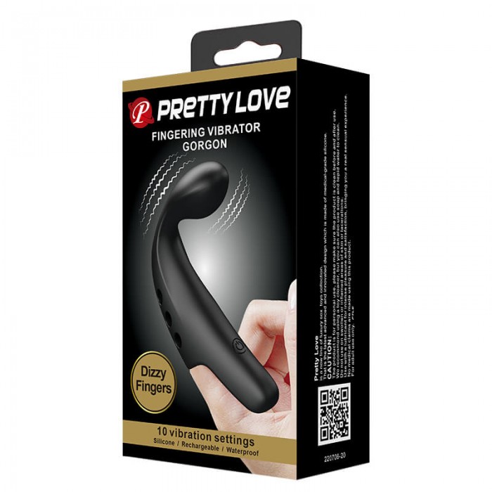 PRETTY LOVE - GORGON Finger Vibrator (Chargeable - Black)